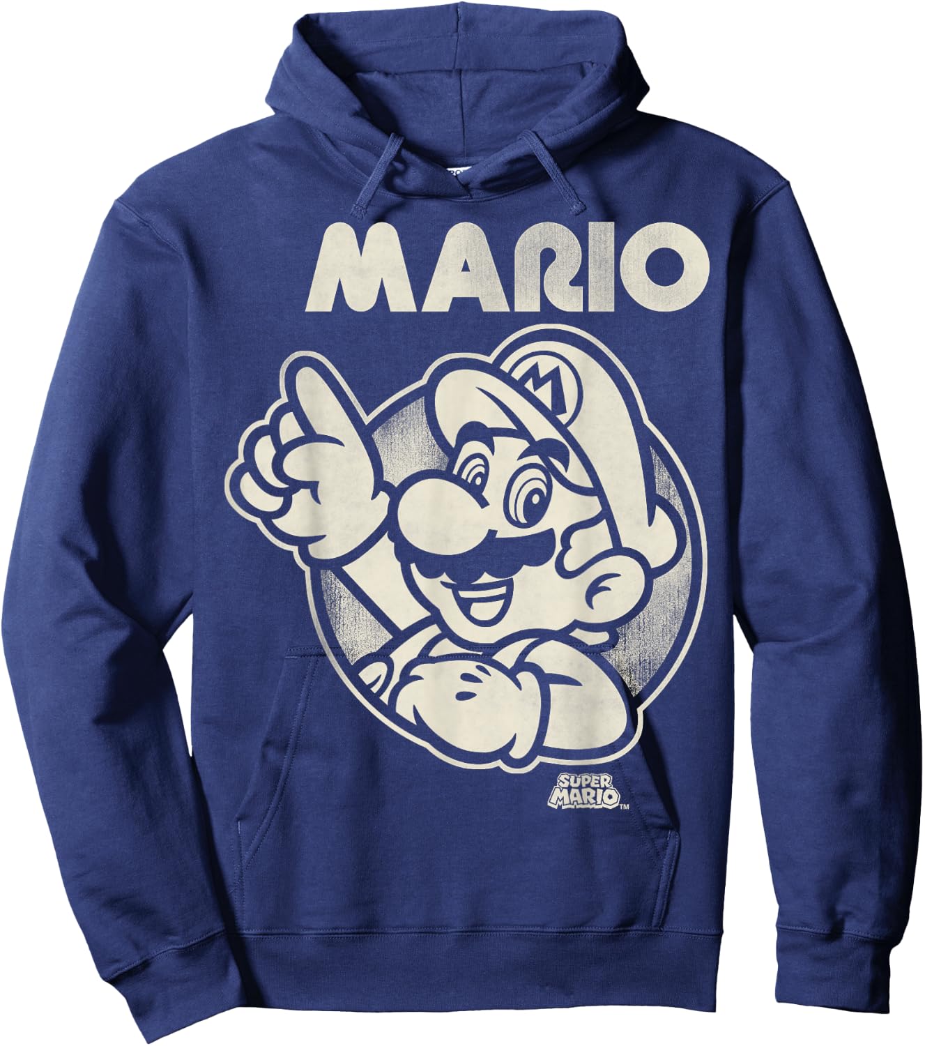 Super Mario Classic Black And White Graphic Hoodie - Hoodie | Navy