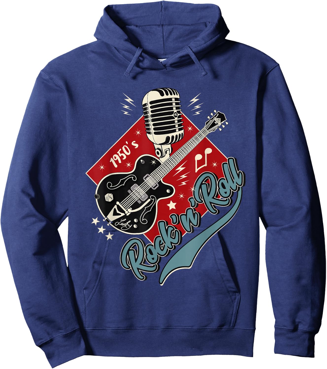 50s Rockabilly Clothing 1950s Sock Hop Swing Greaser Rocker Hoodie - Hoodie | Navy