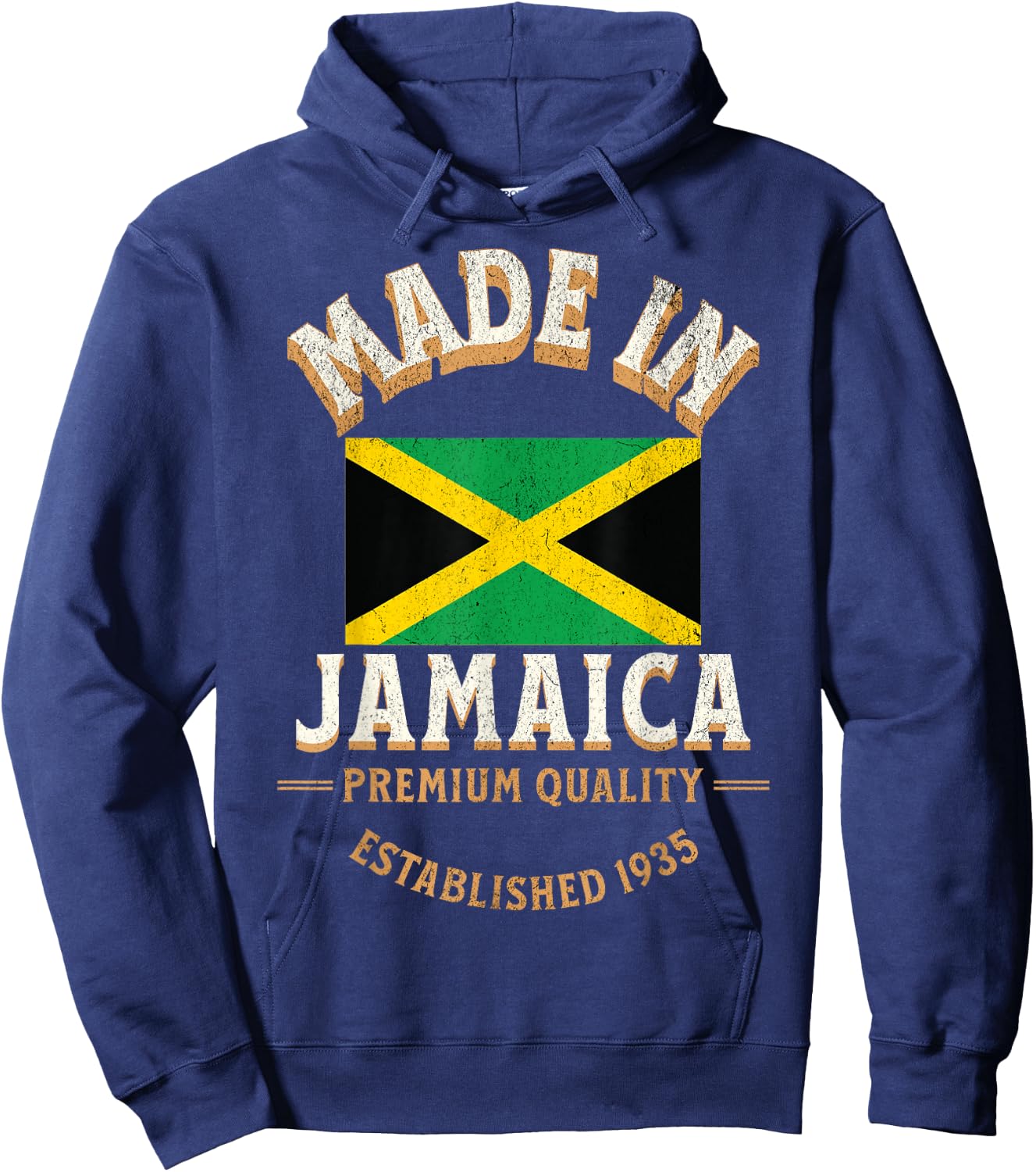 Made In Jamaica 1935 Premium Quality Jamaican Flag Hoodie - Hoodie | Navy