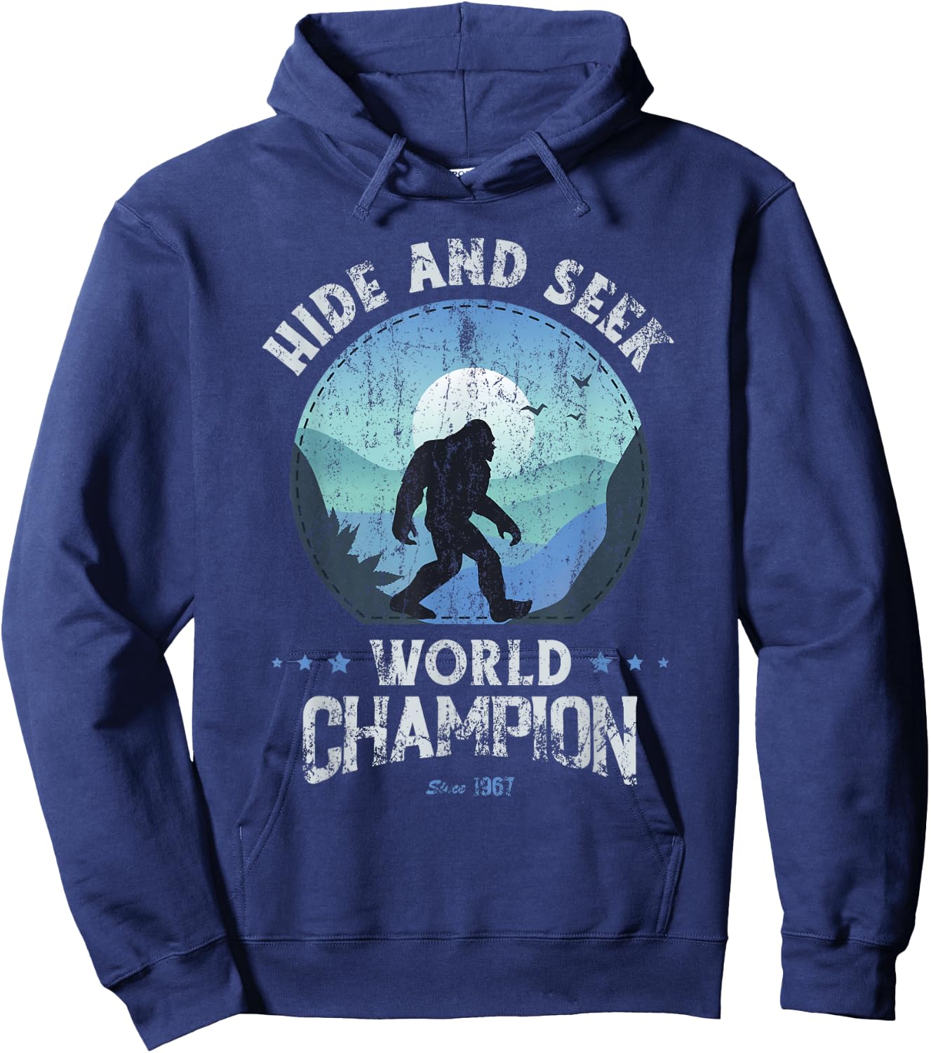 Bigfoot Shirt Hide and Seek, Bigfoot Hide and Seek Champion Hoodie - Hoodie | Navy