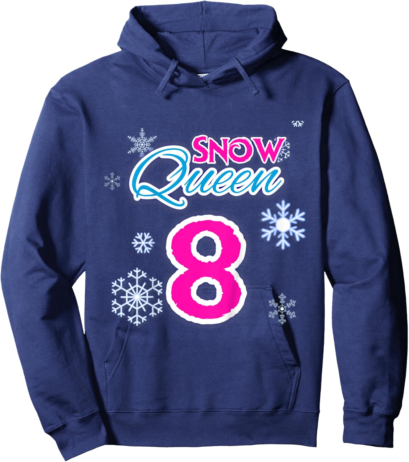 Kids 8 Year Old Birthday Frozen Ice Snow Queen Birthday Gift Hoodie - Hoodie | Navy