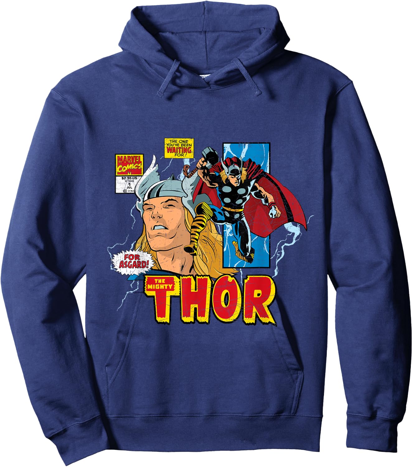 Marvel Comics Mighty Thor Retro Distressed Comic Hoodie - Hoodie | Navy