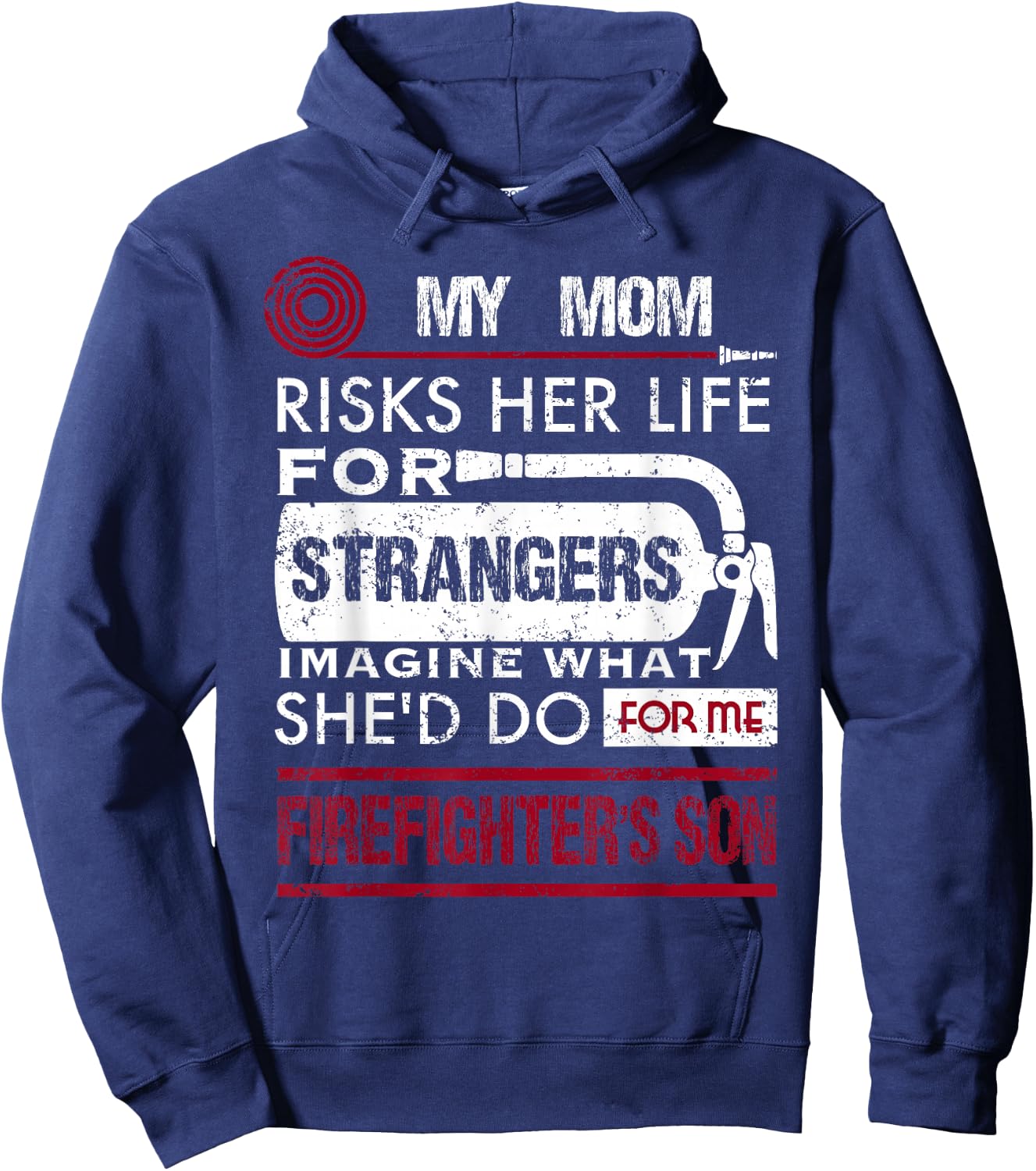 My Mom Is A Firefighter Risks Her Life Firefighter Kids Hoodie - Hoodie | Navy