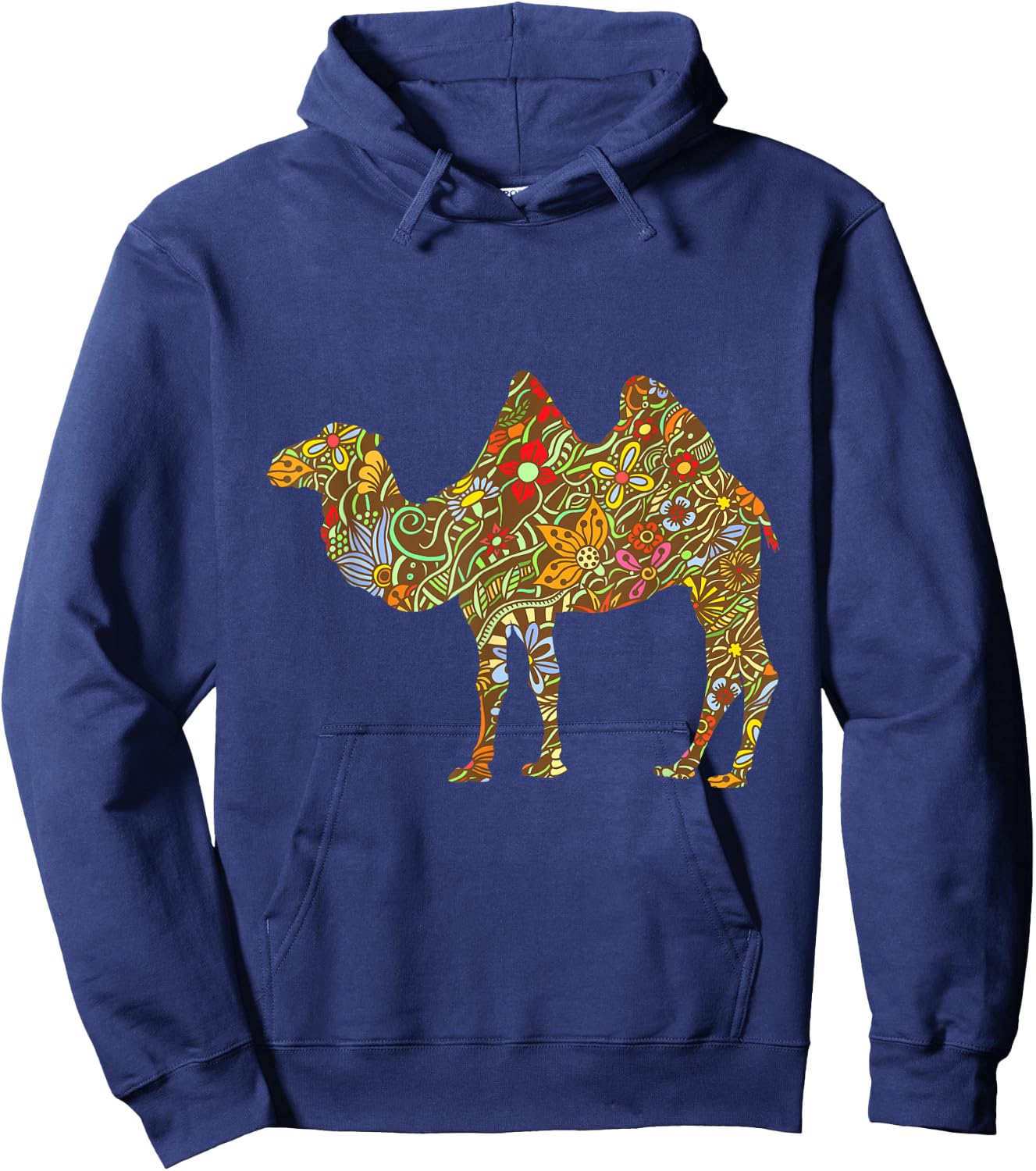 Colourful Floral Camel Funny Retro Gift Hoodie - Hoodie | Navy