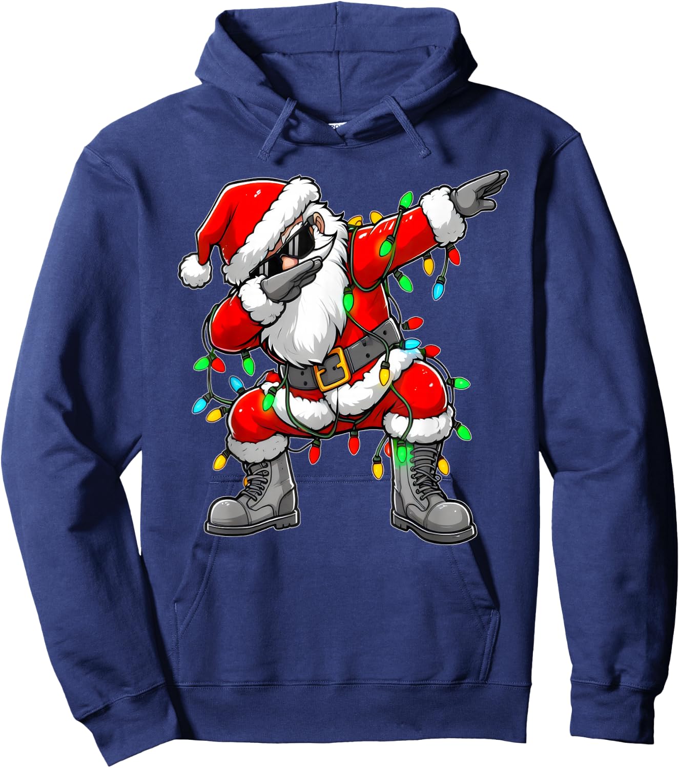 Christmas Dabbing Santa Xmas Lights Girls Boys Christmas Dab Hoodie - Hoodie | Navy