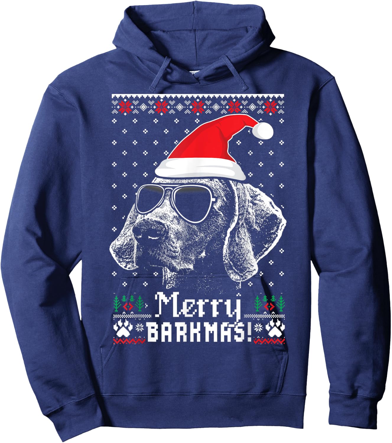 Weimaraner Merry Barkmas Christmas Hoodie - Hoodie | Navy