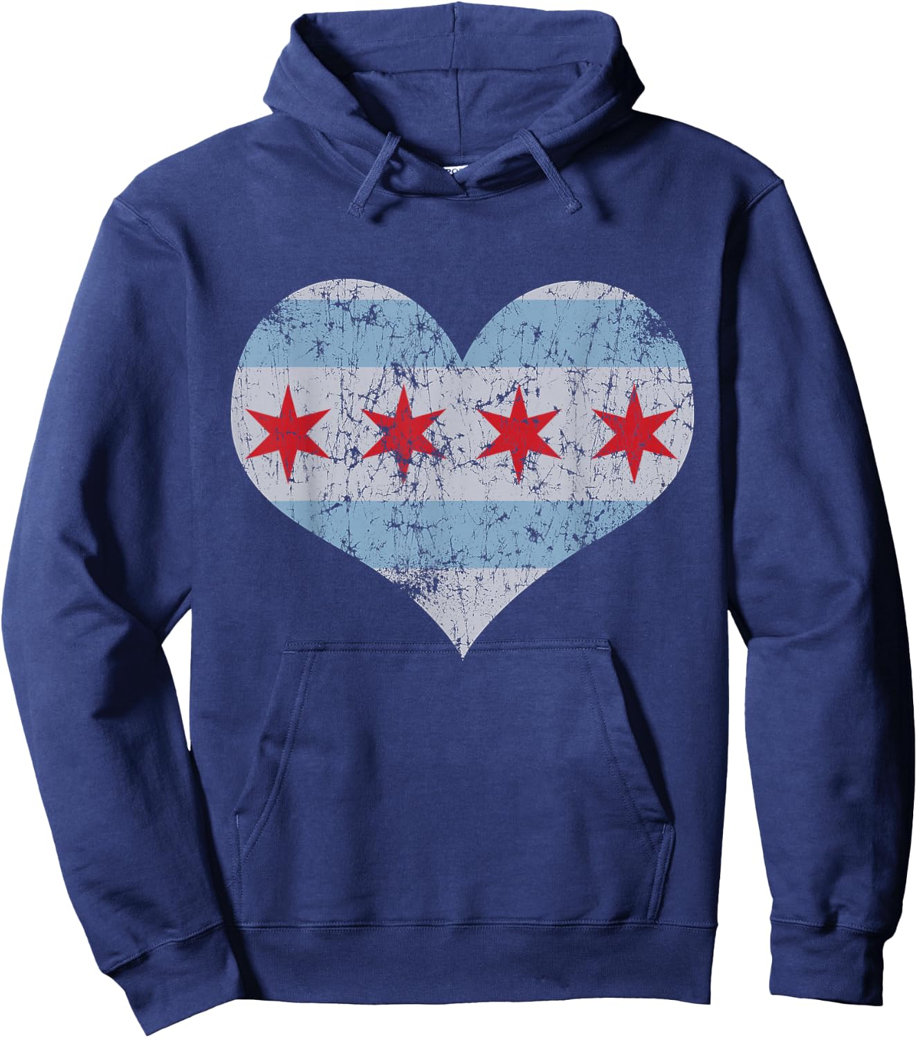 Vintage Flag of Chicago Heart Home Men Women Kids Hoodie - Hoodie | Navy