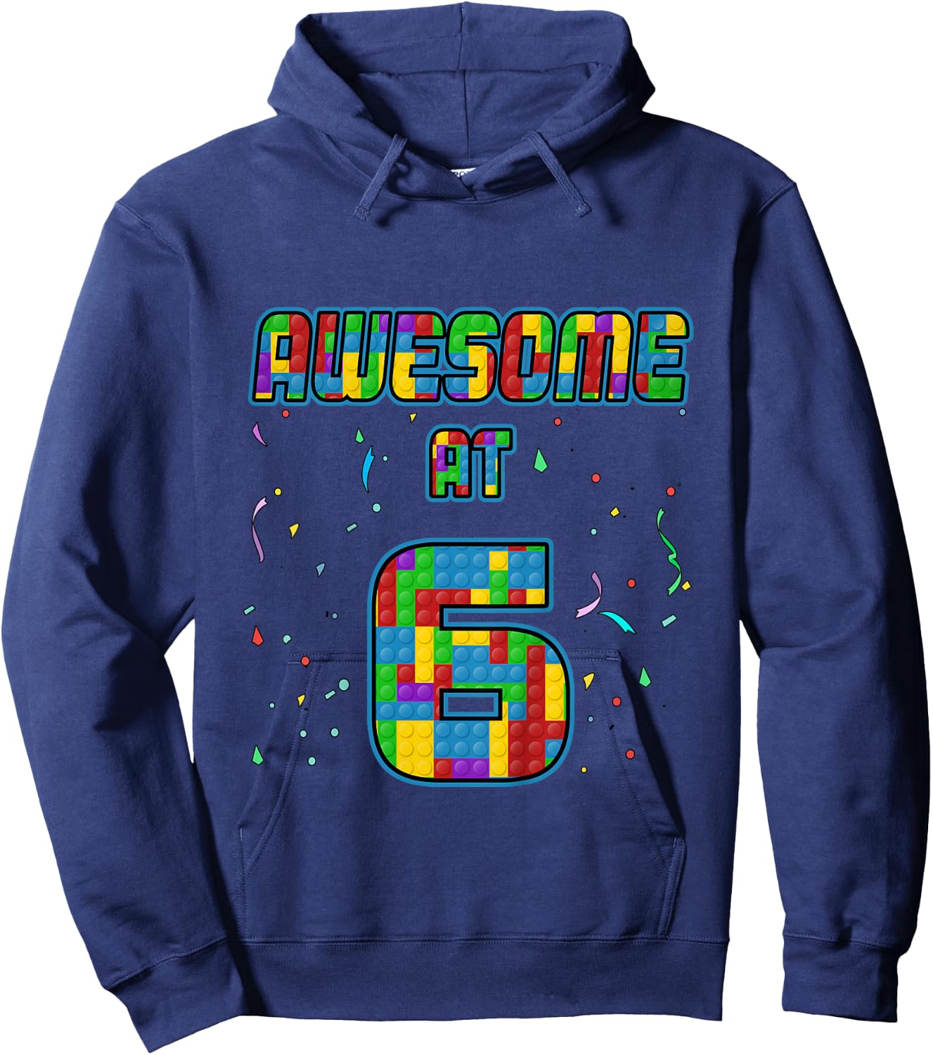 6 Years Old Birthday Gift I Age 6 Build Blocks Bricks Theme Hoodie - Hoodie | Navy