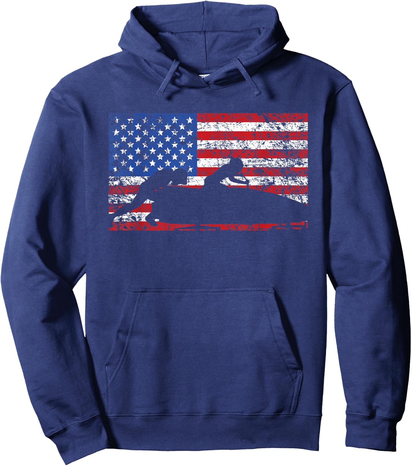 American Flag Bobsledding , USA Gift, Bobsled Team Hoodie - Hoodie | Navy