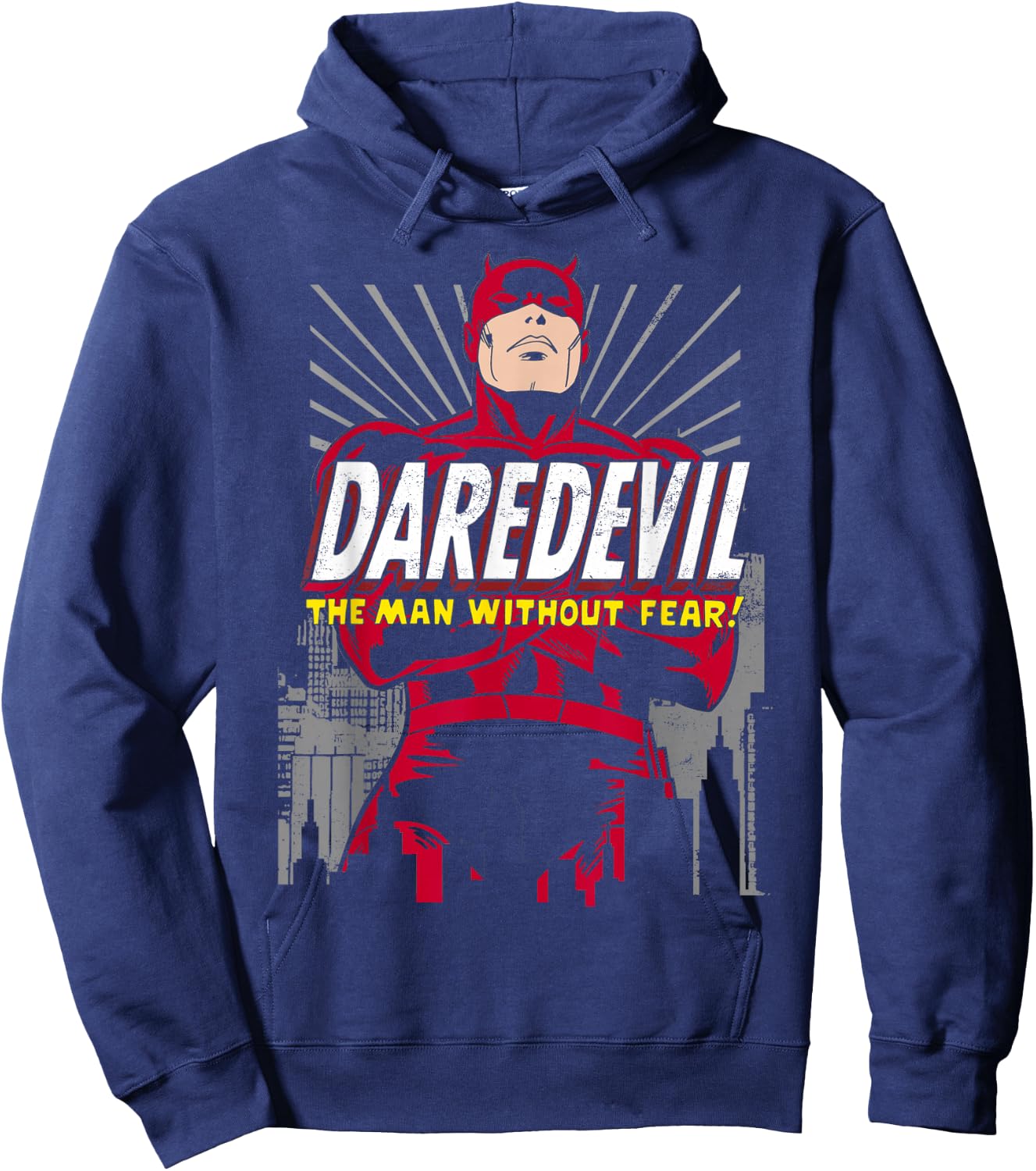 Marvel Daredevil The Man Without Fear! Retro Graphic Hoodie - Hoodie | Navy