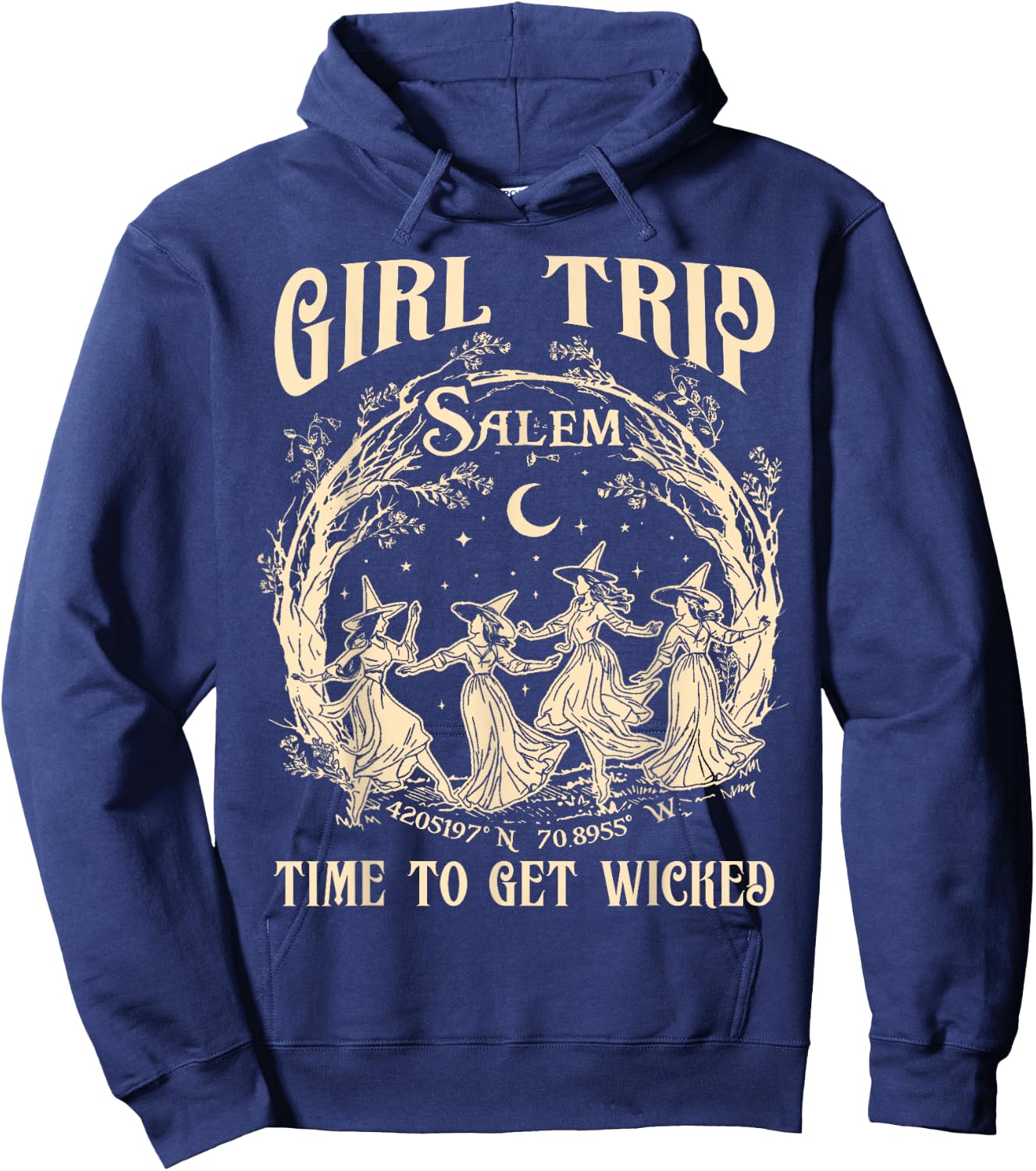 Retro Girls Trip Salem 1692 They Missed One Witch Halloween Hoodie - Hoodie | Navy