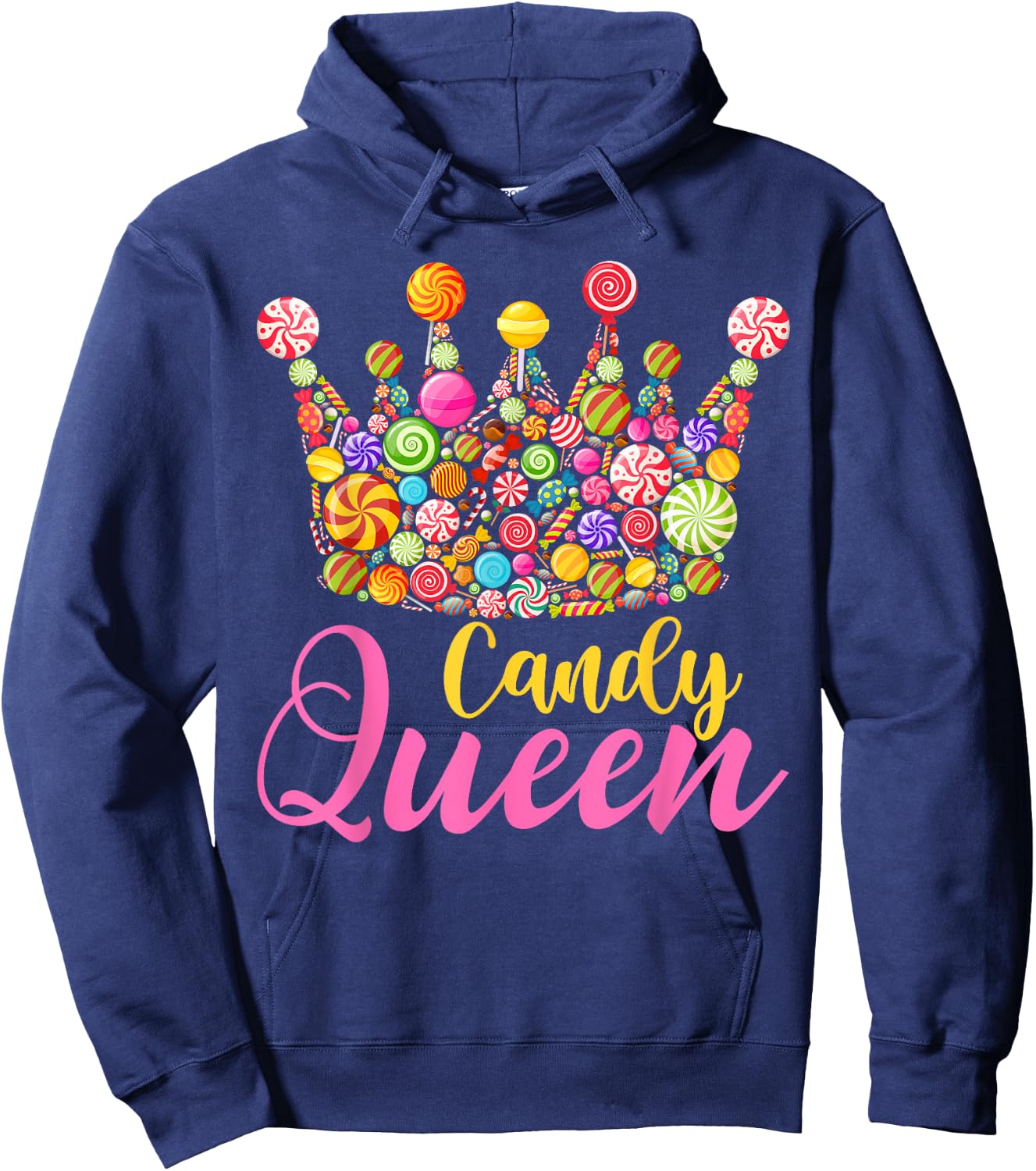 Cute Candy Queen Crown Lollipop Candy Sweet Lover Girl Kids Hoodie - Hoodie | Navy