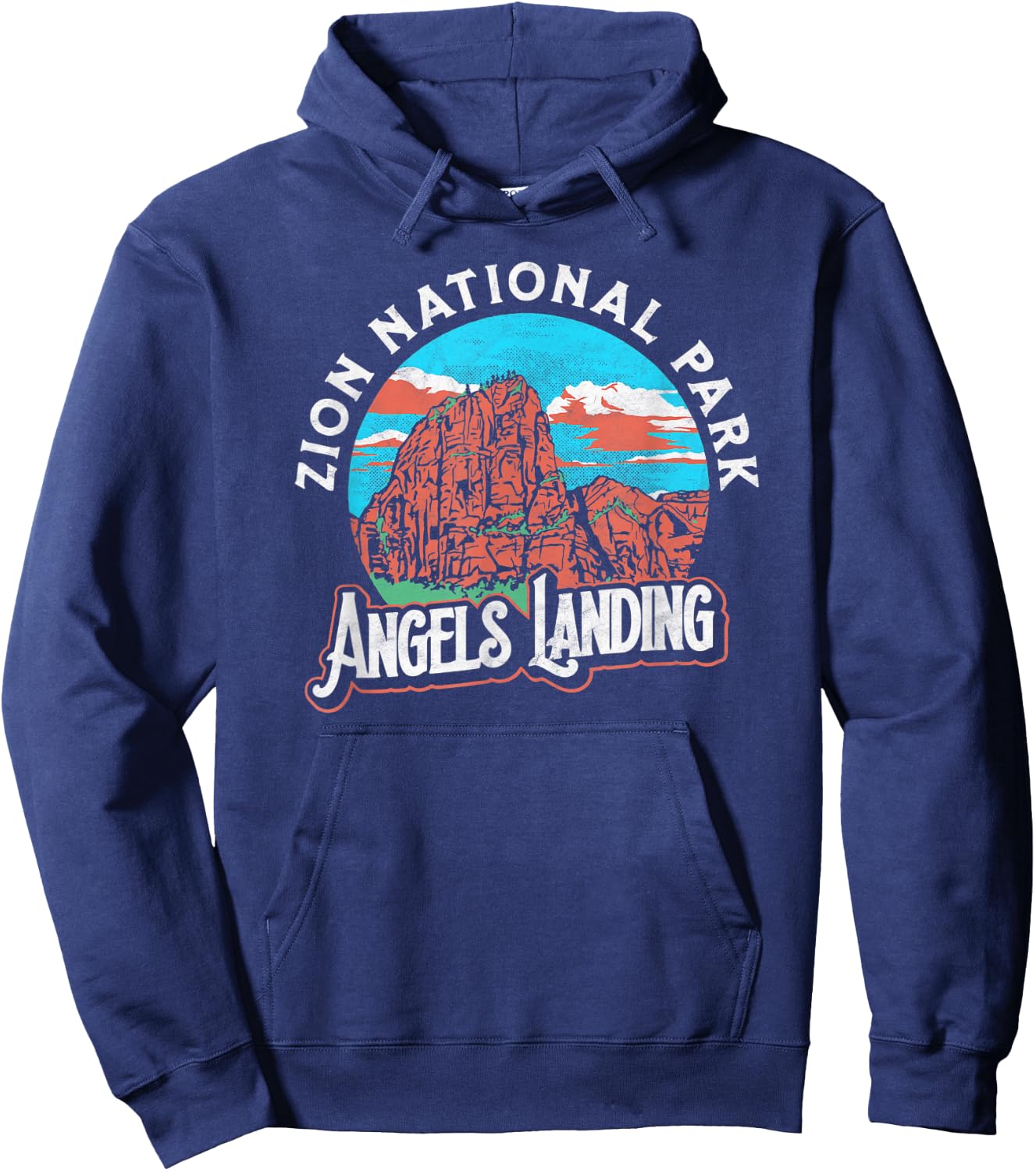Angels Landing Zion National Park Vintage Graphic Shirt Hoodie - Hoodie | Navy