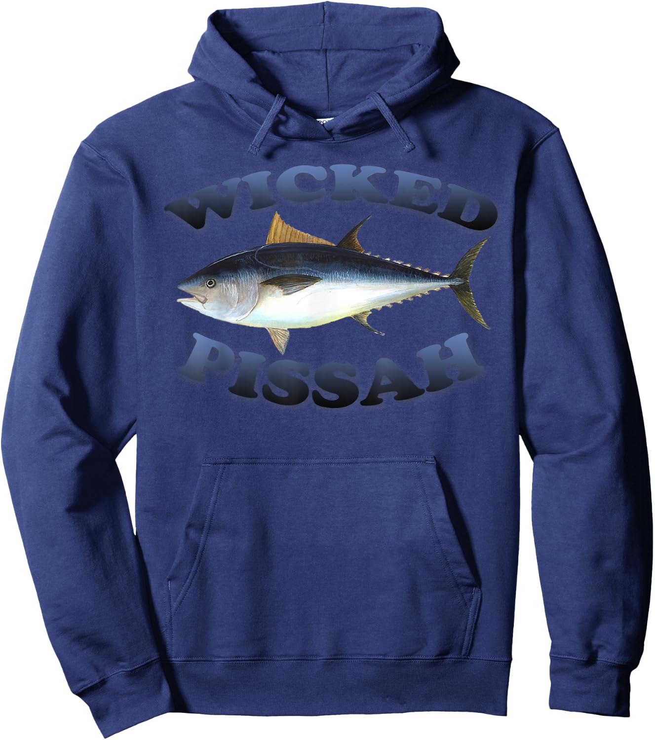 Wicked Pissah Bluefin Tuna Fish Illustration Fishing Angler Hoodie - Hoodie | Navy
