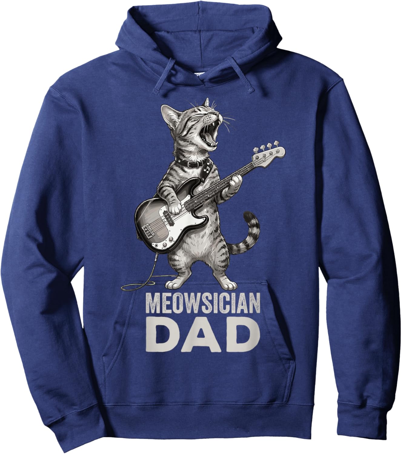 Funny Jazz Musician Cat Playing Guitar Dad Guitarist Graphic Hoodie - Hoodie | Navy