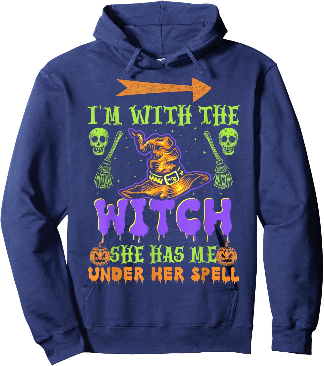 I'm With The Witch She Has Me Under Her Spell - Halloween Hoodie - Hoodie | Navy