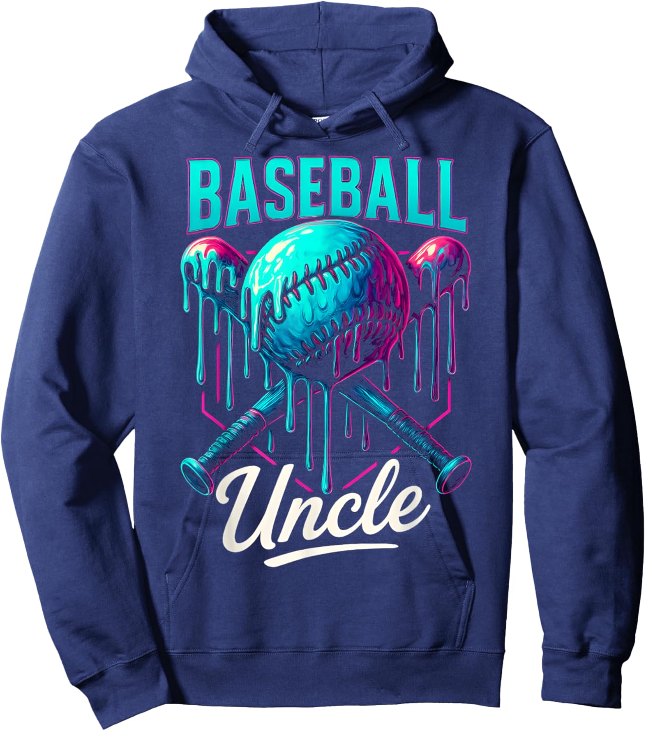 Baseball Drip Uncle Ice Cream Drip Baseball Men Fathers Day Hoodie - Hoodie | Navy
