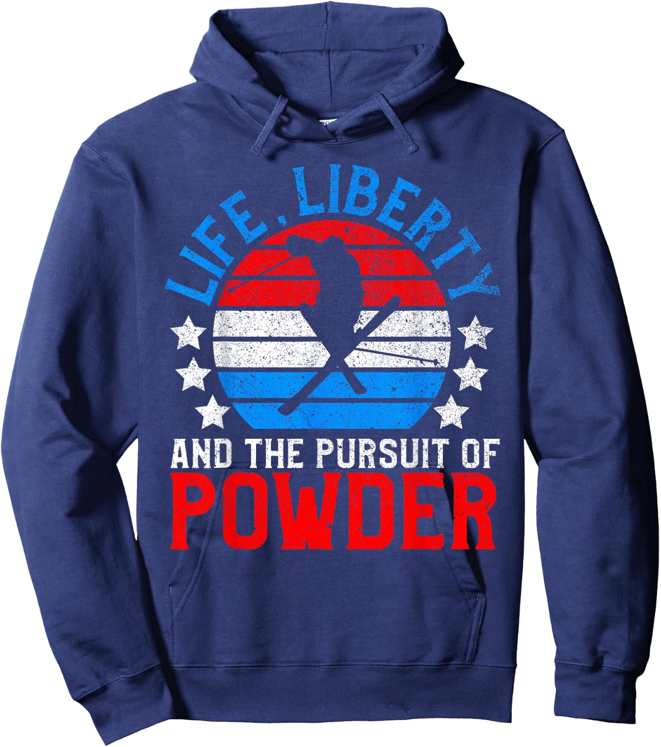 American Ski Shirt Funny Skier & Skiing Lover July 4th Gift Kids Men Hoodie - Hoodie | Navy
