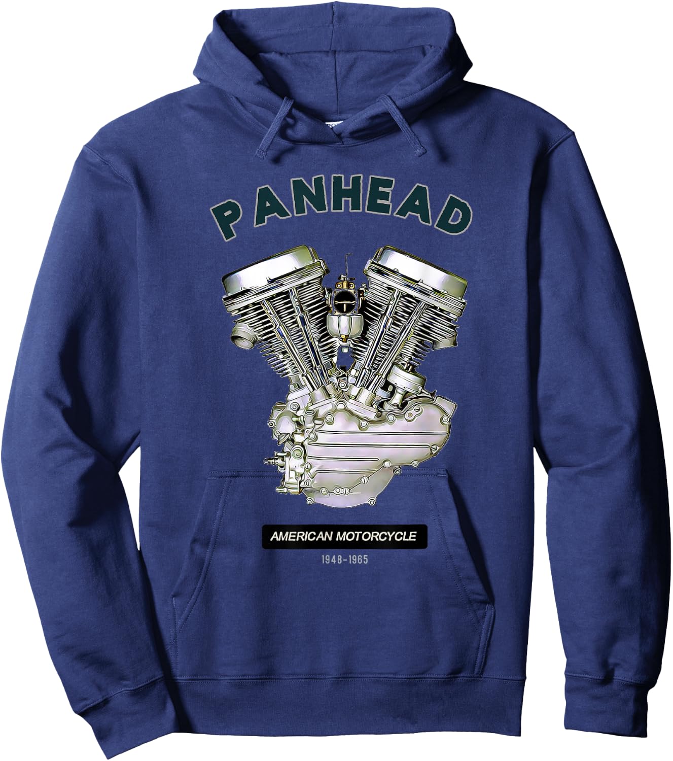 HD PanHead Retro V-Twin Engine Motorcycle 48 -65 biker gear Hoodie - Hoodie | Navy