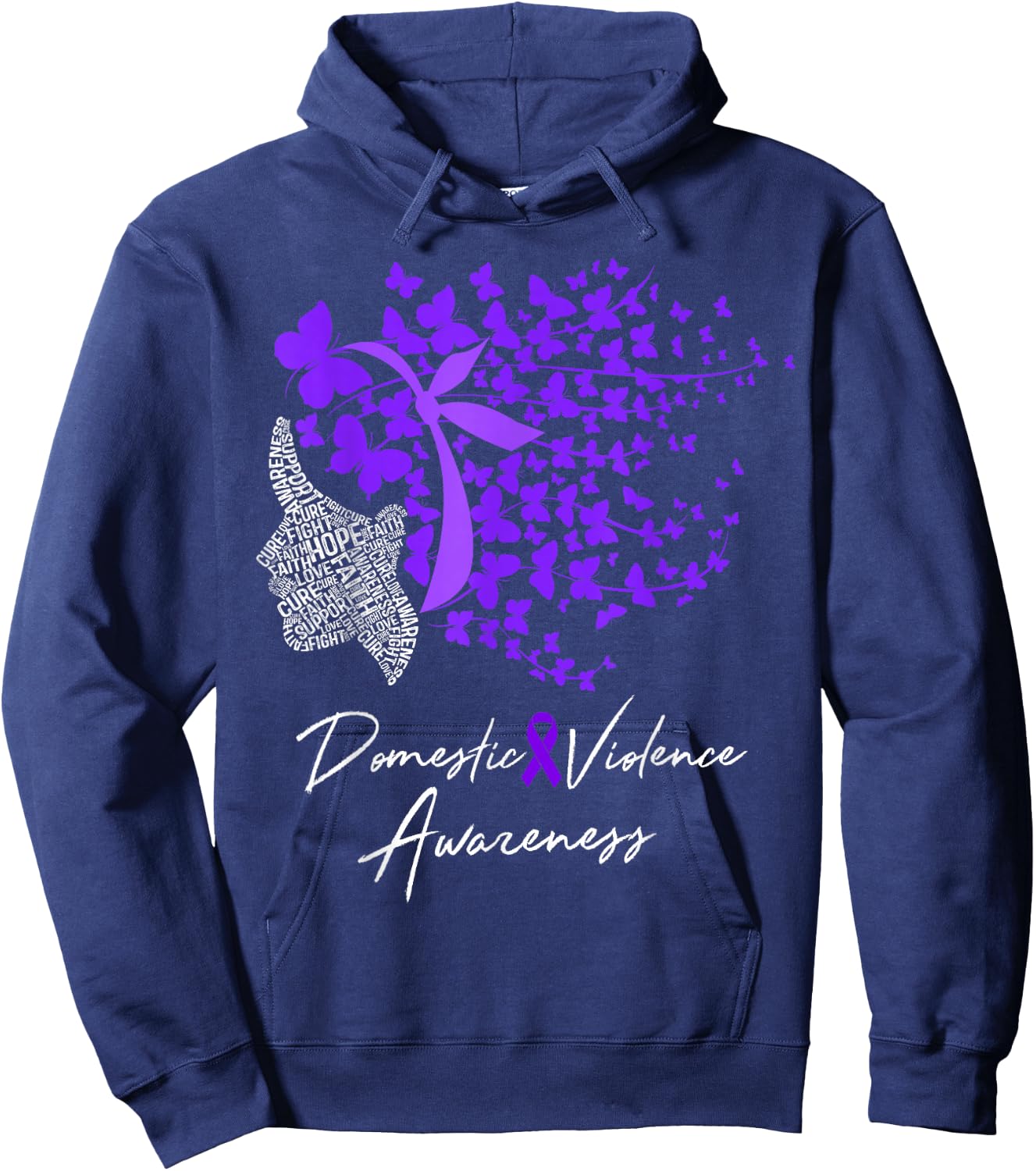 Domestic Violence Awareness Gifts Purple Butterflies Hoodie - Hoodie | Navy
