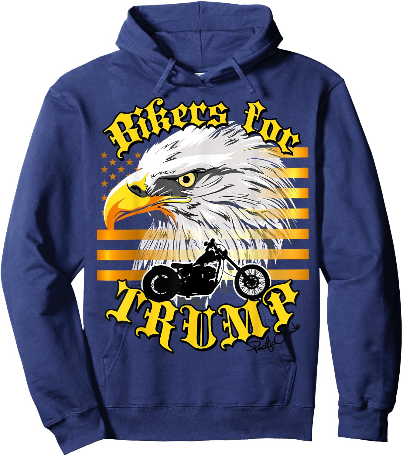 Epic USA Gold-Colored Flag Eagle Bikers For Trump 2024 Hoodie - Hoodie | Navy
