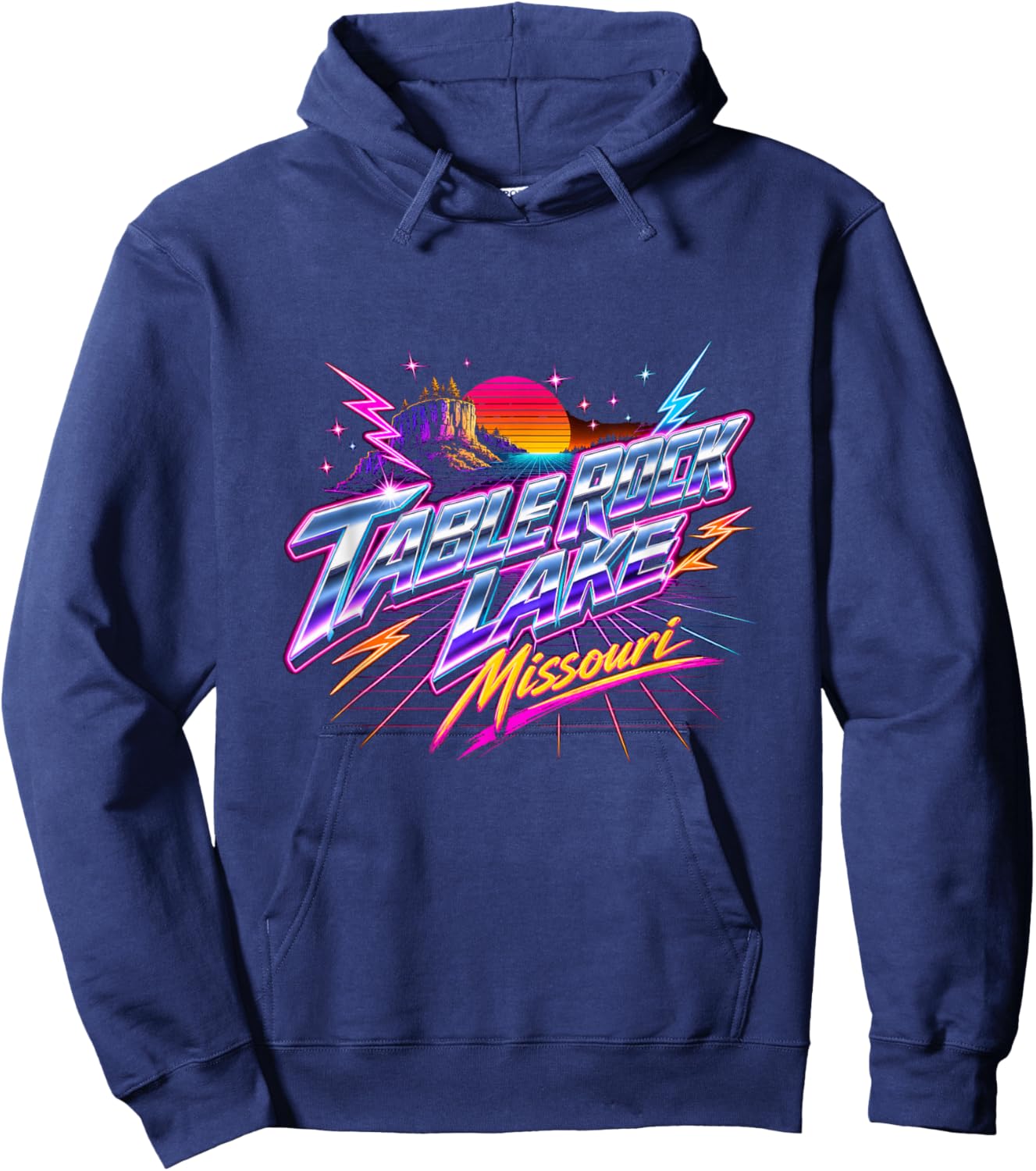 Retro Table Rock Lake Missouri Design Hoodie - Hoodie | Navy