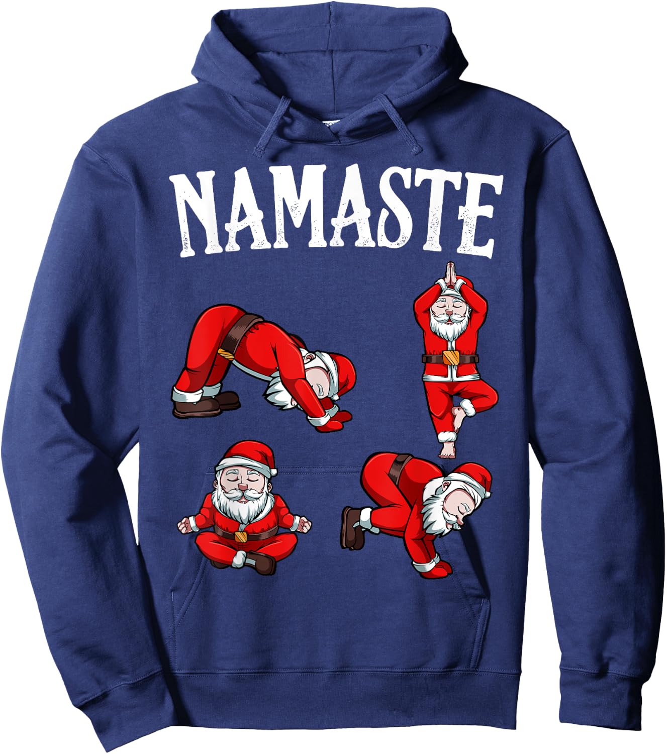 Funny Namaste Santa Claus Yoga Pose Christmas Hippie Peace Hoodie - Hoodie | Navy