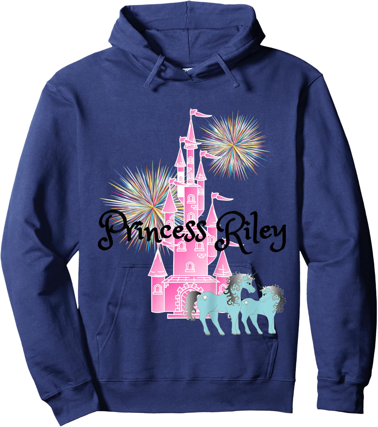 Kids Princess Riley Name Girls Personalized Custom Hoodie - Hoodie | Navy