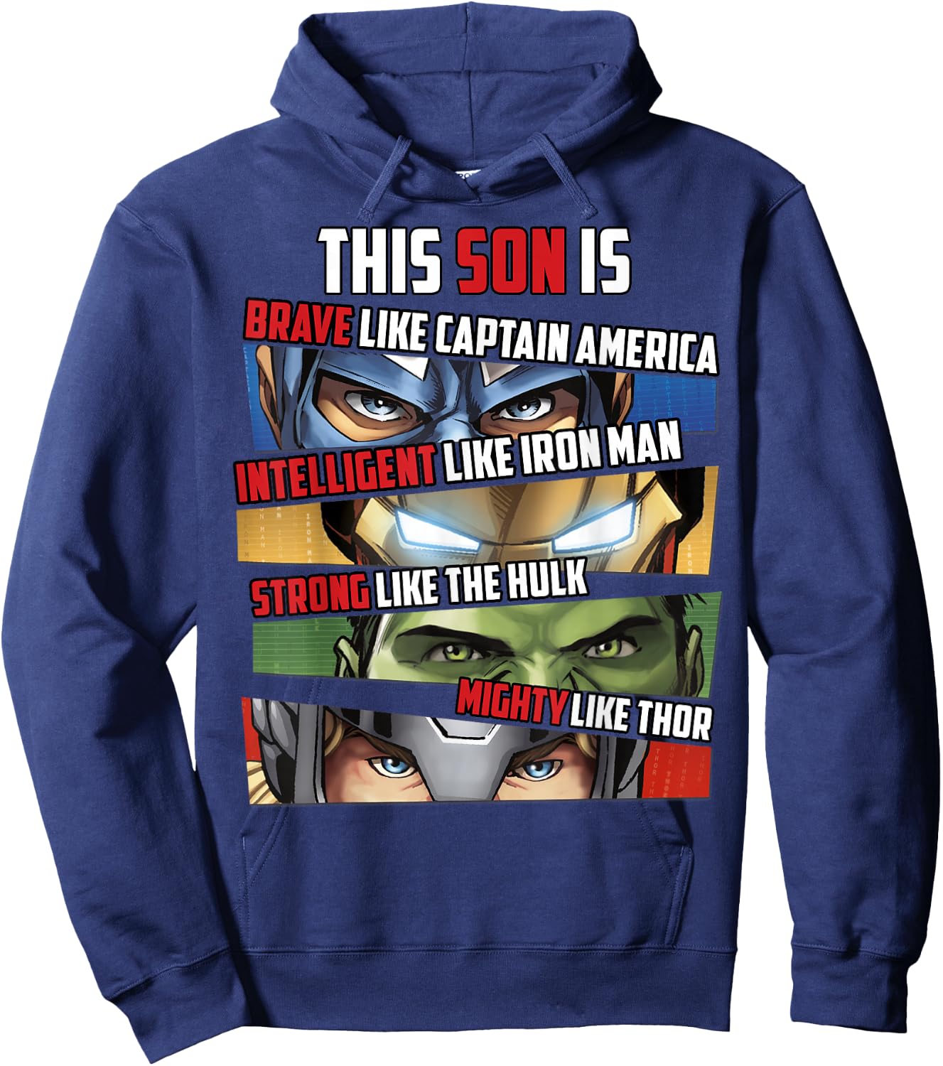 Marvel Avengers This Son Is Group Eyes Panels Hoodie - Hoodie | Navy