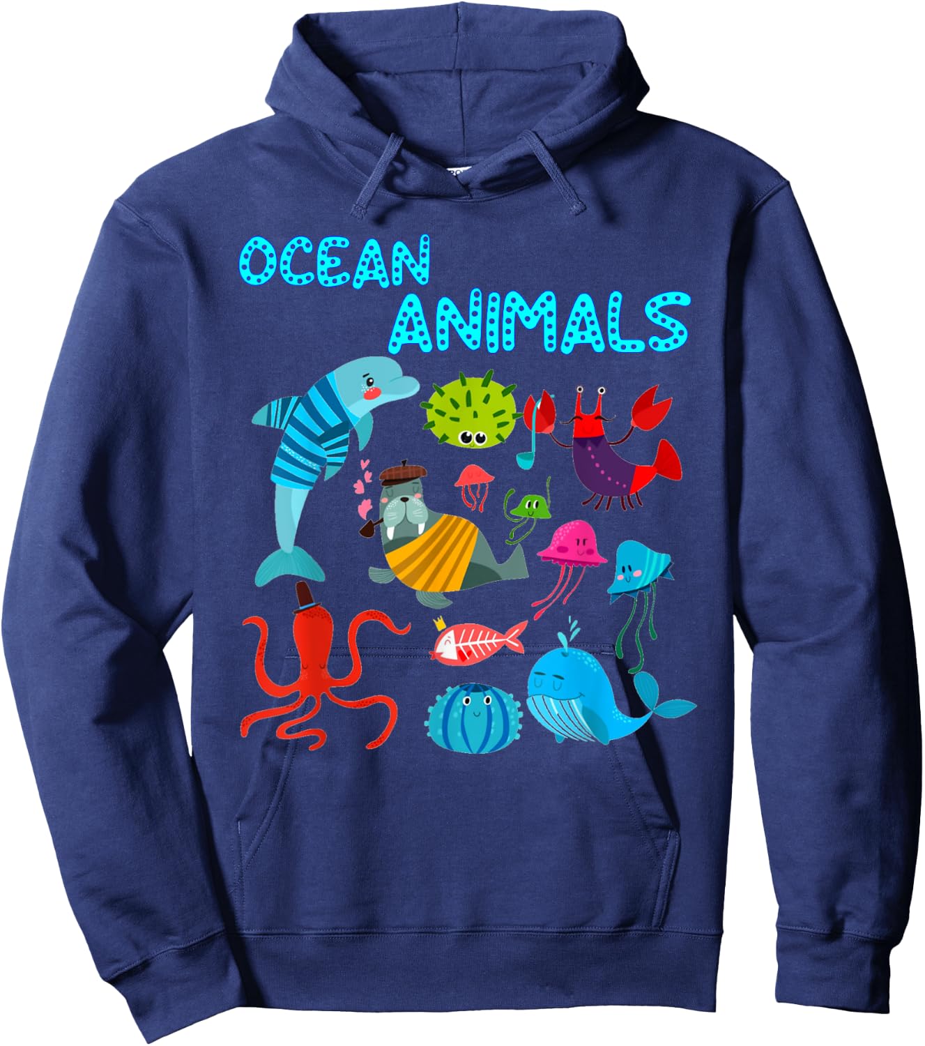 Ocean Animals Marine Creatures under the Sea Hoodie - Hoodie | Navy