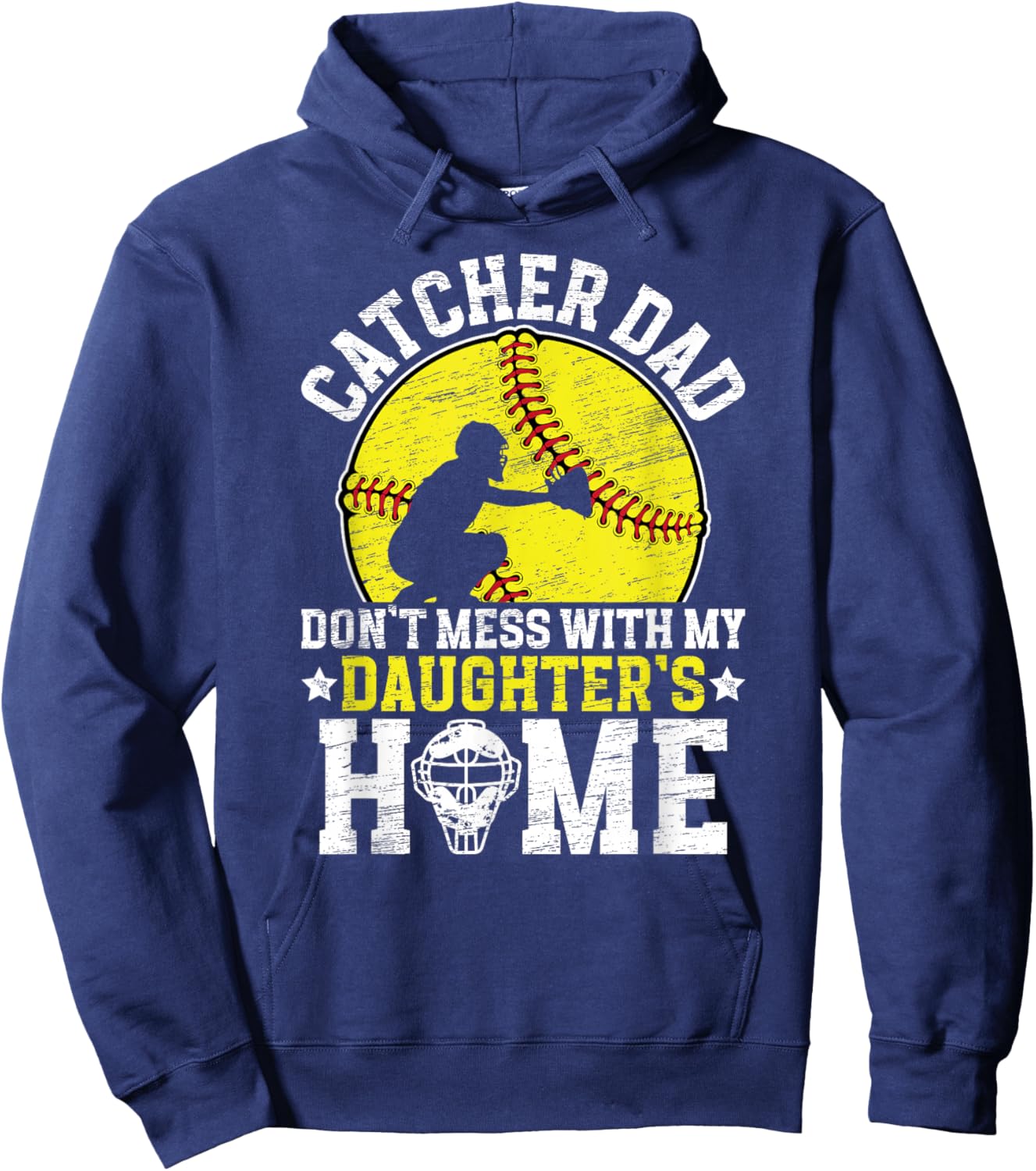 Softball Catcher Dad Funny Softball Catcher Father Hoodie - Hoodie | Navy