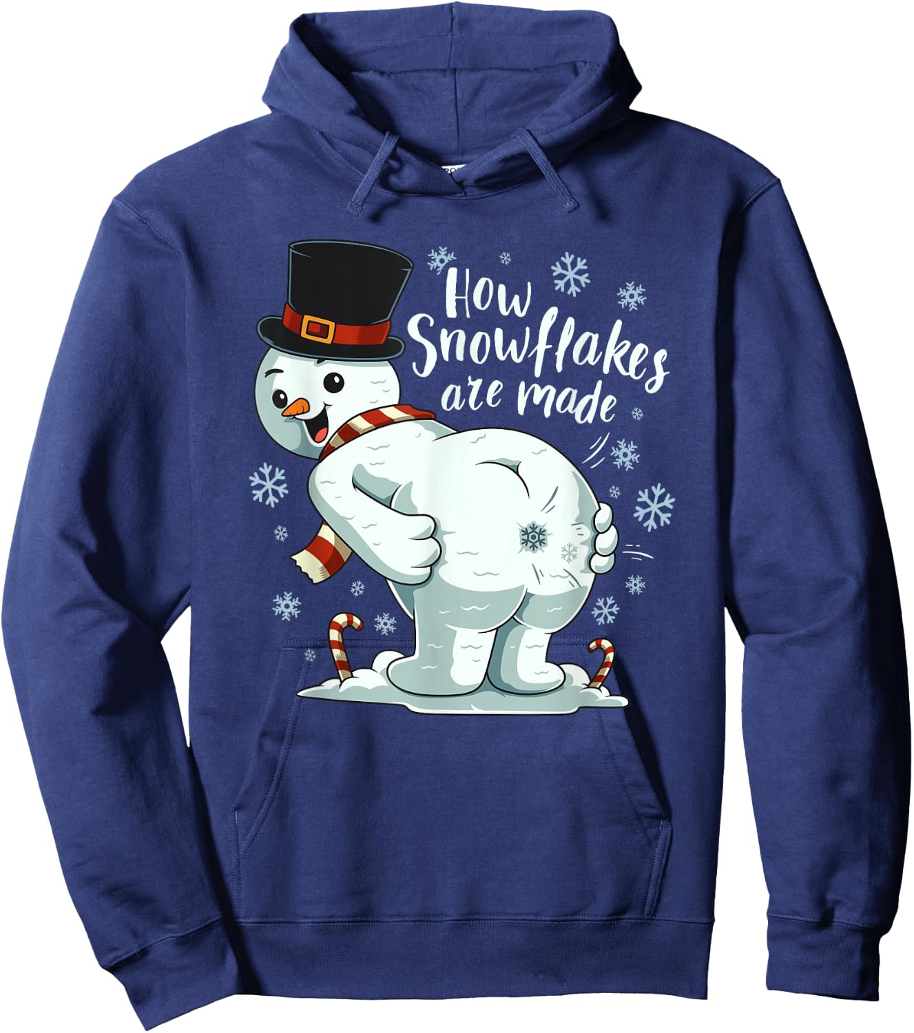 Farting Snowman Making Snowflake Christmas Winter Hoodie - Hoodie | Navy