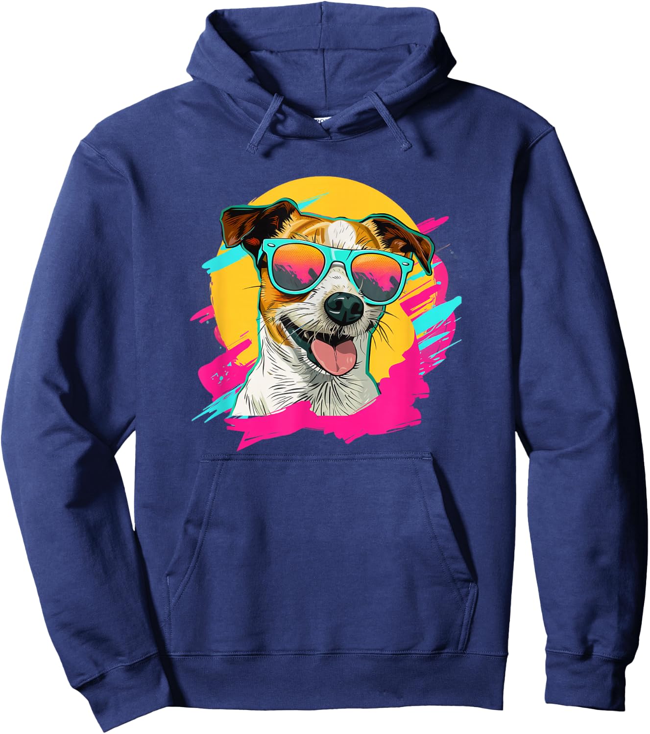 Retro Vintage 80s 90s Jack Russell Terrier Lover Hoodie - Hoodie | Navy
