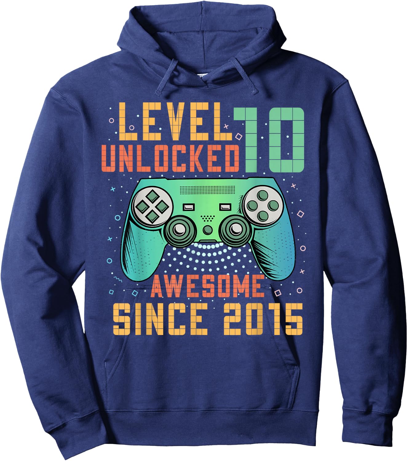 Level 10 Unlocked 10th Birthday 10 Year Old Boy Gifts Gaming Hoodie - Hoodie | Navy