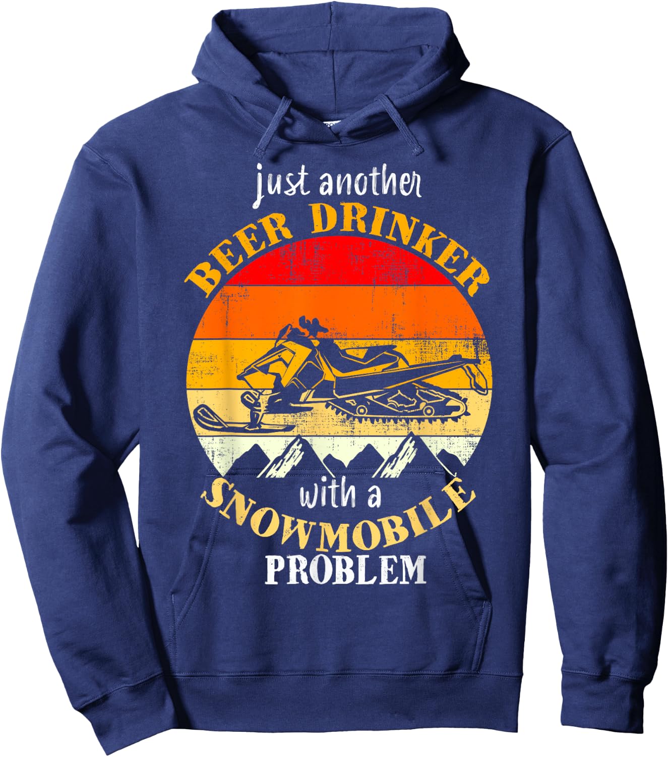 Funny Retro Vintage Snowmobile Just Another Beer Drinker Hoodie - Hoodie | Navy