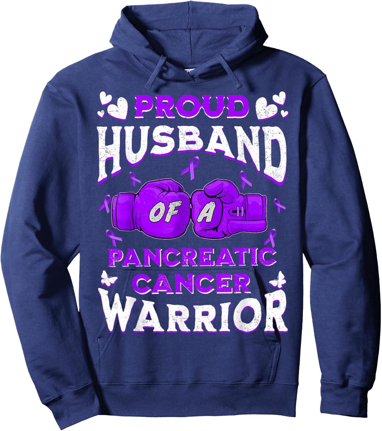 Proud Husband Of A Pancreatic Cancer Warrior Awareness Hoodie - Hoodie | Navy