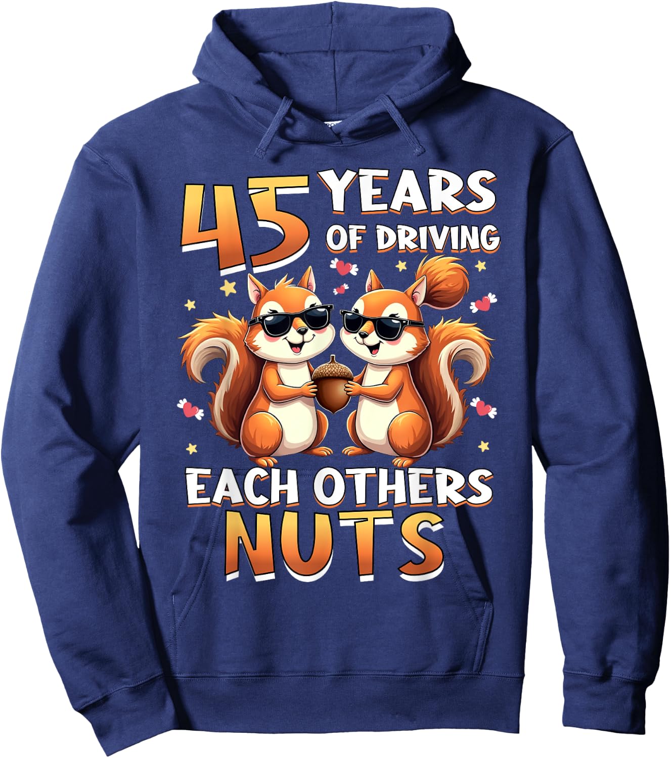45 Years Of Driving Each Other Nuts Squirrel Couple Matching Hoodie - Hoodie | Navy
