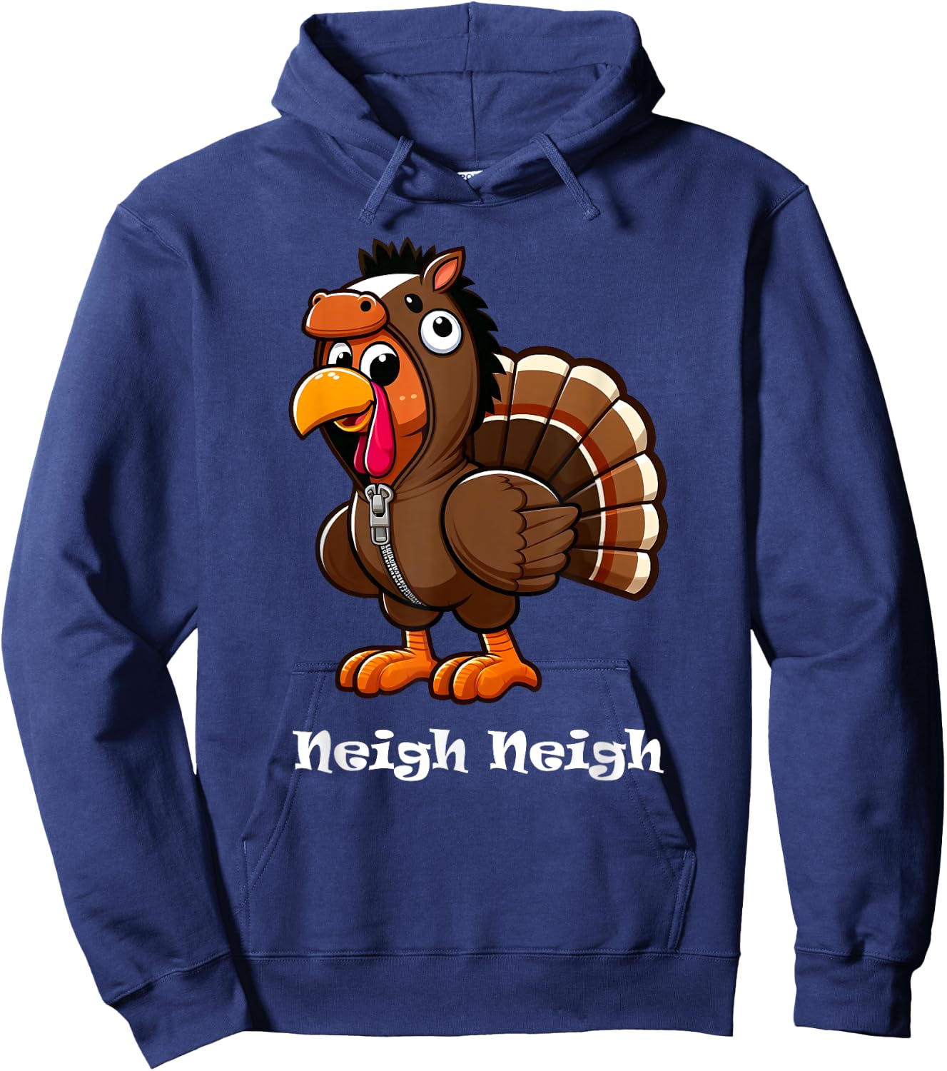 Turkey Costume Horse Neigh fun Thanksgiving Turkey Women Men Hoodie - Hoodie | Navy