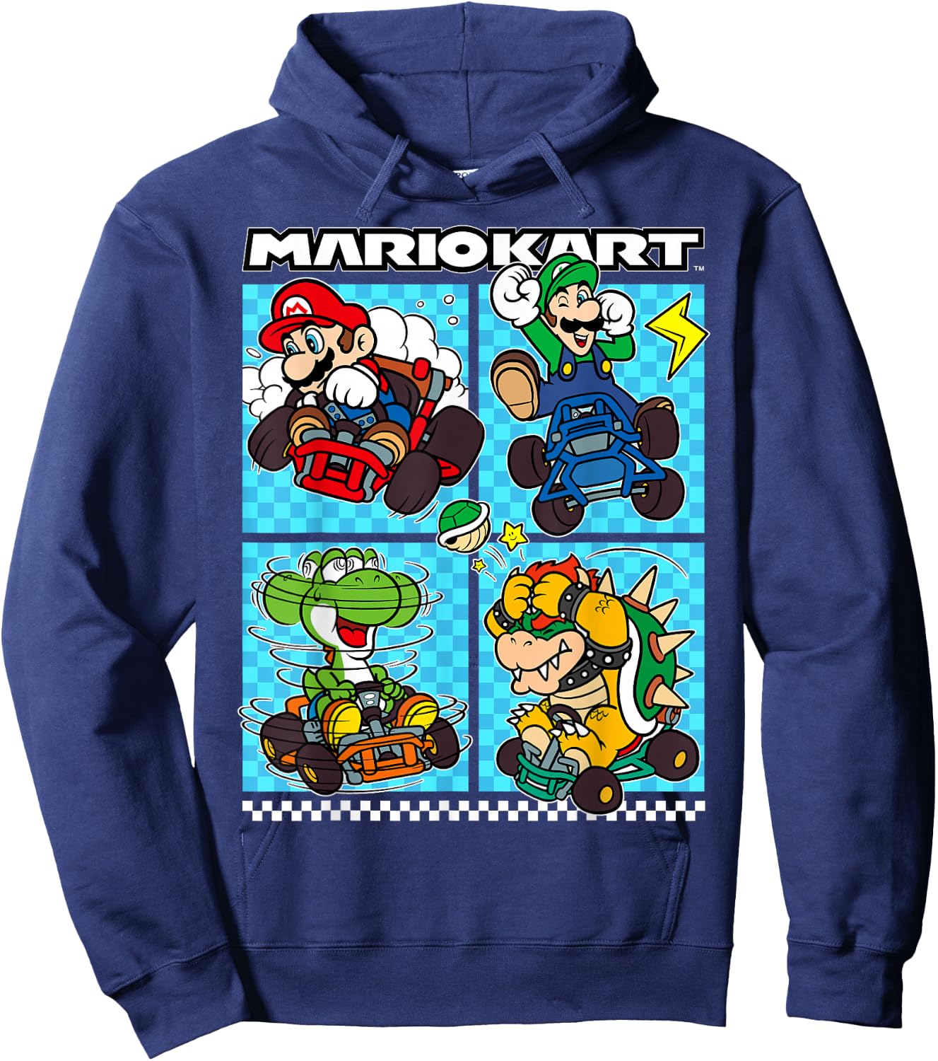Mario Kart Group Graphic - Classic Fit, , Black, Adult Hoodie - Hoodie | Navy