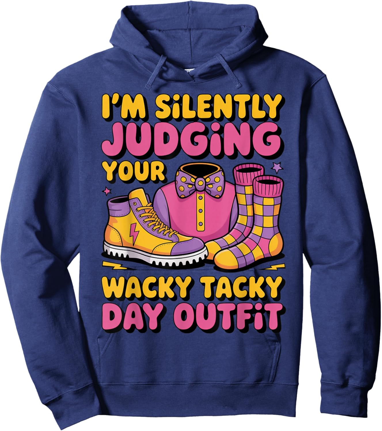 I'm Silently Judging Summer Wacky Mismatch Day Tacky Day Hoodie - Hoodie | Navy