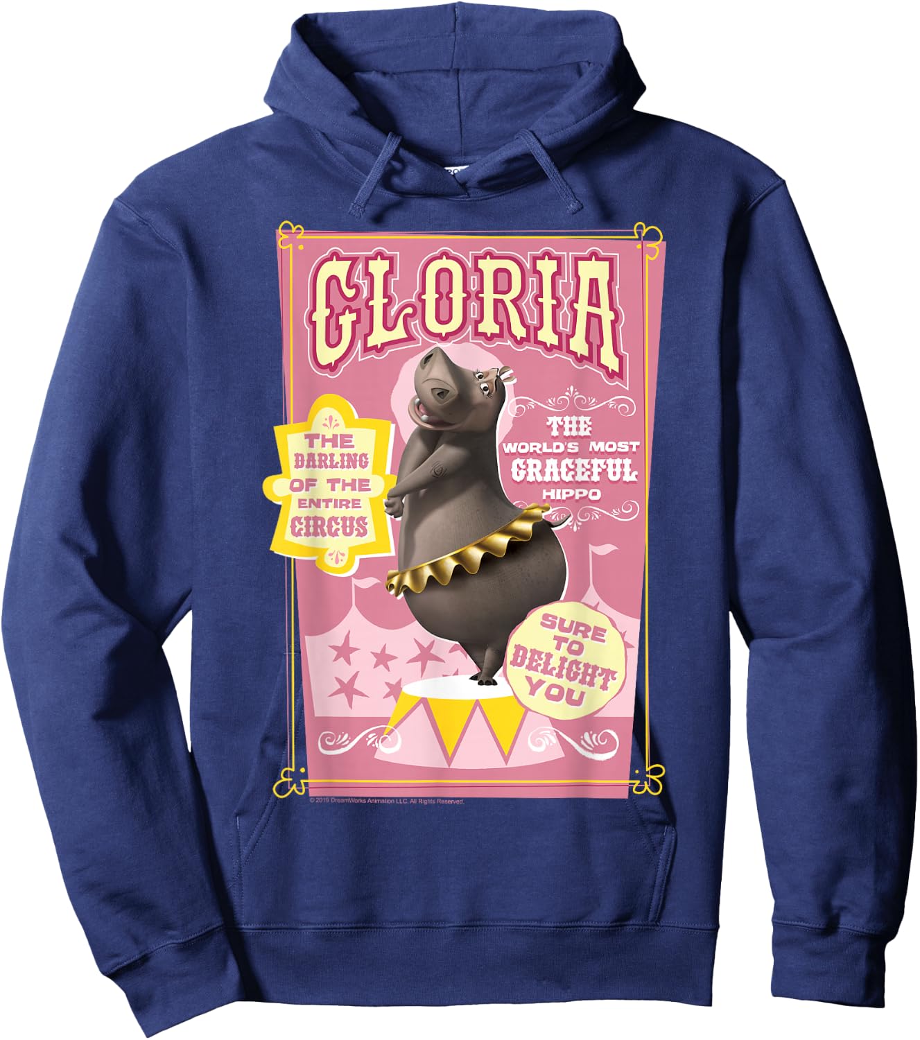 Madagascar Gloria Circus , Men's Black Small Classic Fit Short Sleeve Hoodie - Hoodie | Navy