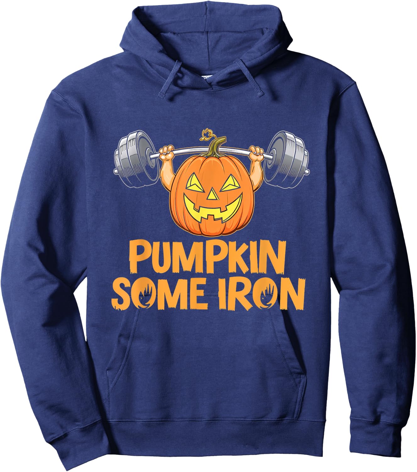 Pumpkin Some Iron Halloween Fitness Gym Weightlifting Hoodie - Hoodie | Navy