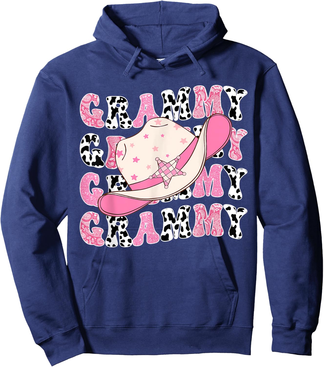 Grammy Pink Rodeo CowGirl Western Retro Groovy Hoodie - Hoodie | Navy