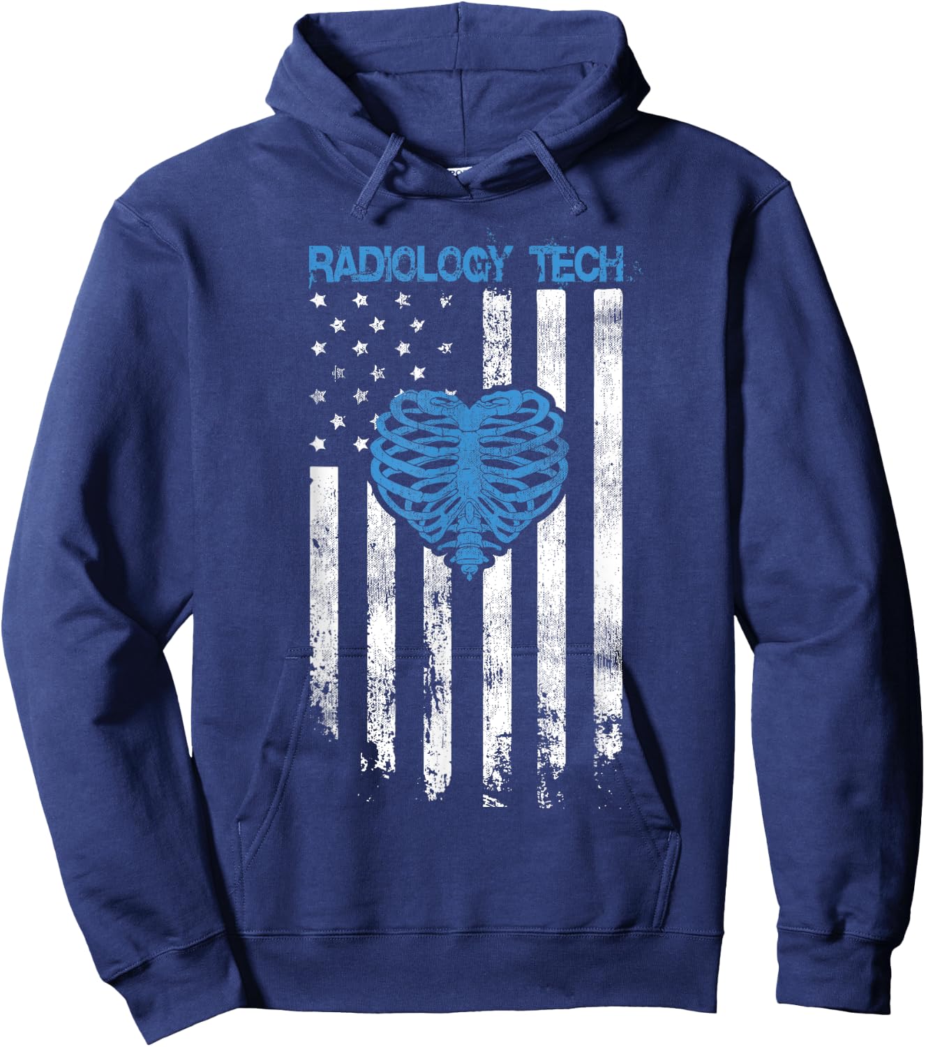 RADIOLOGY TECH - American Flag Ribs Heart Design Hoodie - Hoodie | Navy