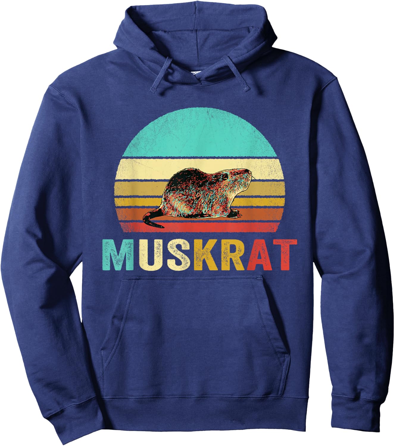 Vintage Muskrat Shirt Sunset Hoodie - Hoodie | Navy