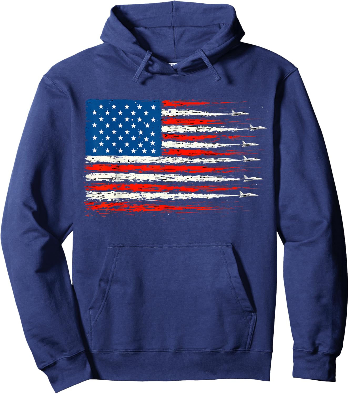 American Flag Aviation Fighter Jets 4th of July Hoodie - Hoodie | Navy
