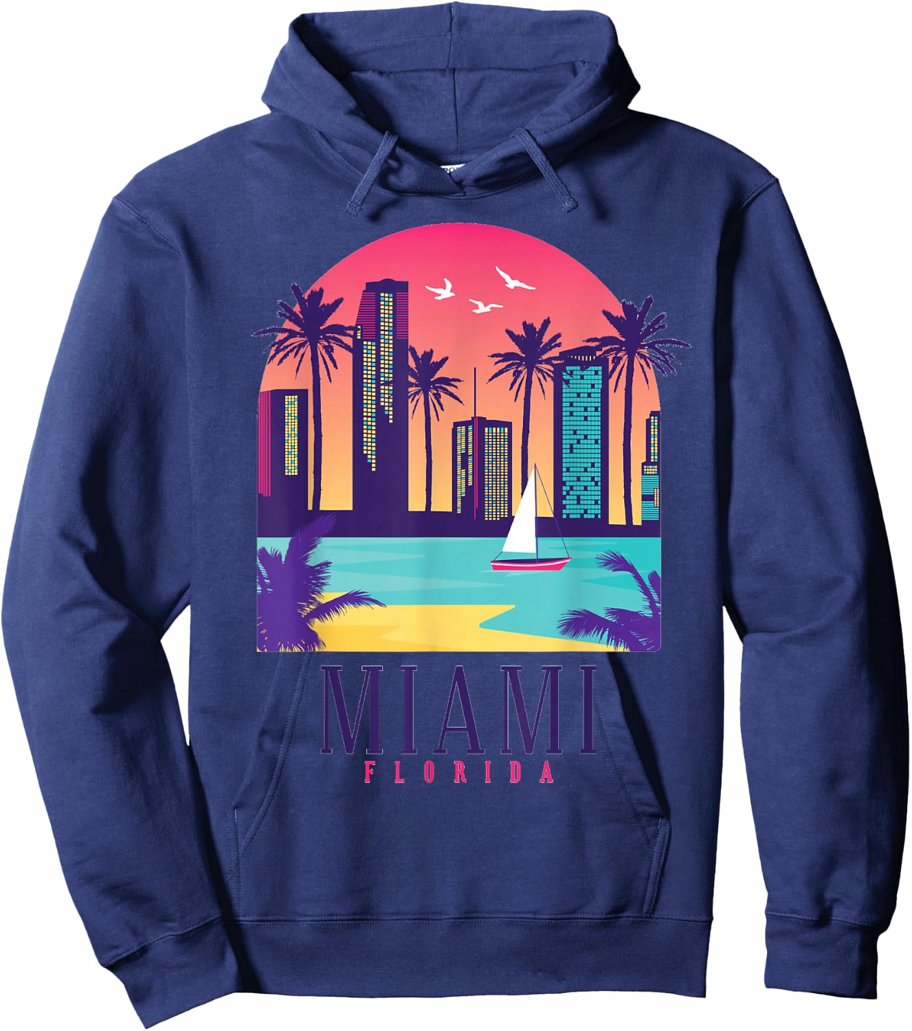 Miami Florida Vintage Retro USA America Souvenir Gift Hoodie - Hoodie | Navy