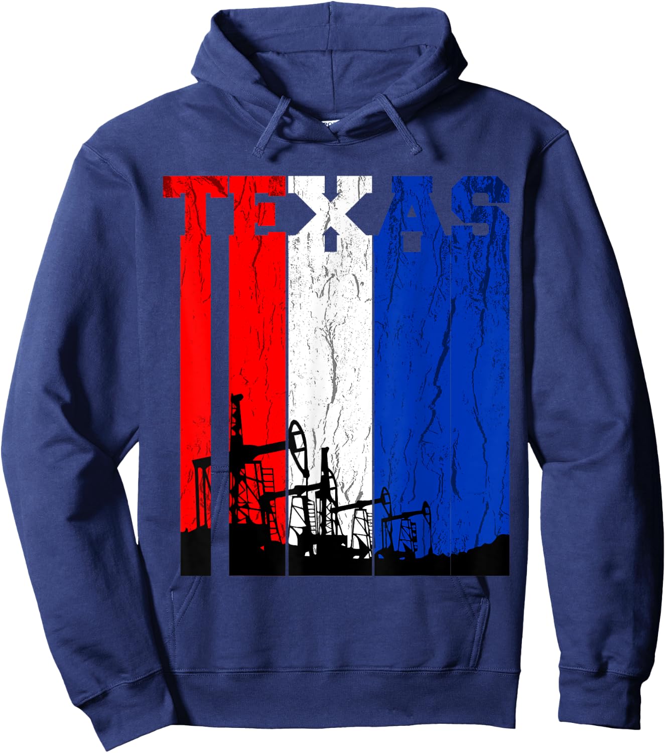 Texas Oilfield Oil Field Rig Worker Distressed T Shirt Hoodie - Hoodie | Navy