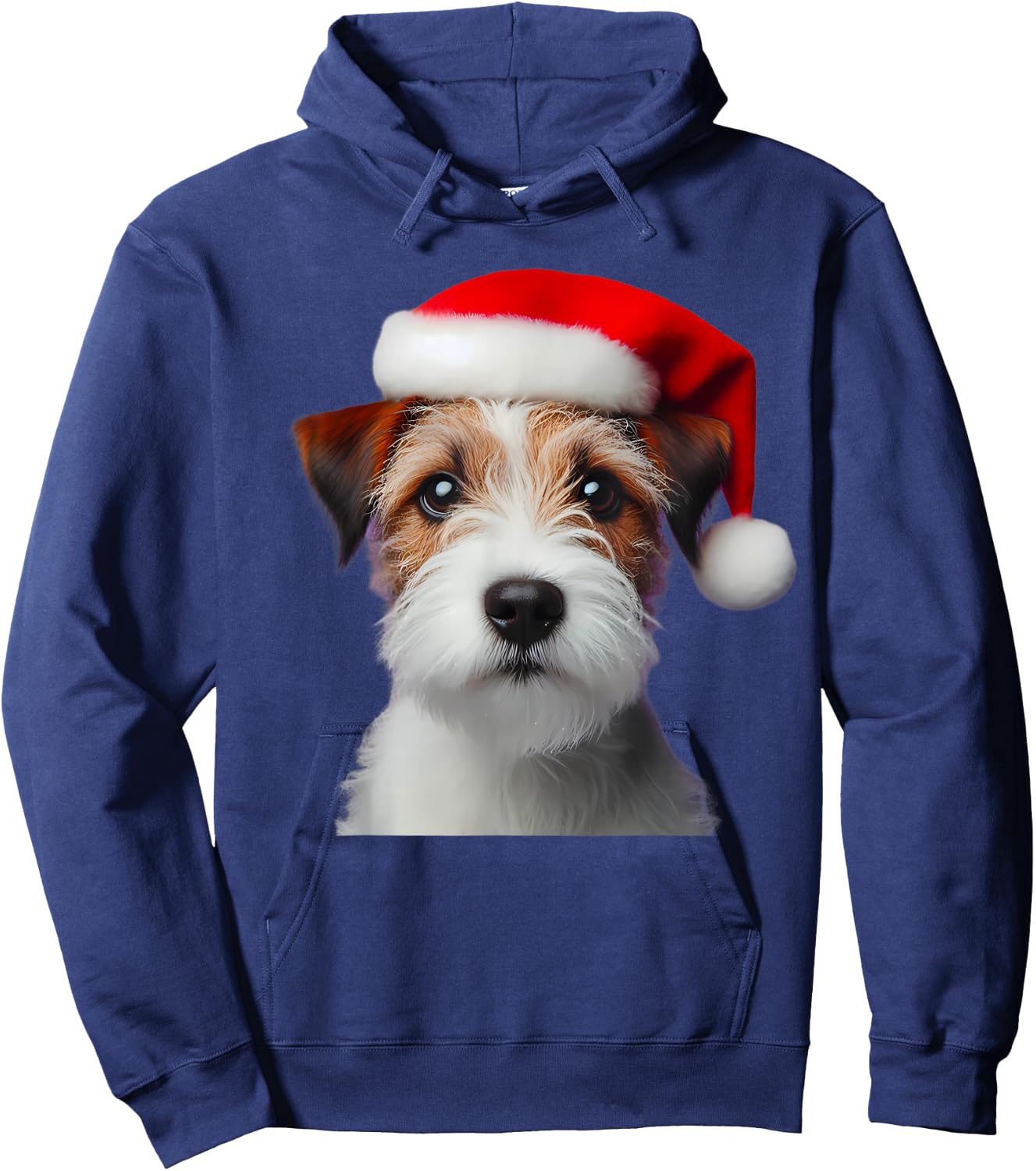 Parson Russell Terrier With Santa Hat Christmas Dog Owner Hoodie - Hoodie | Navy