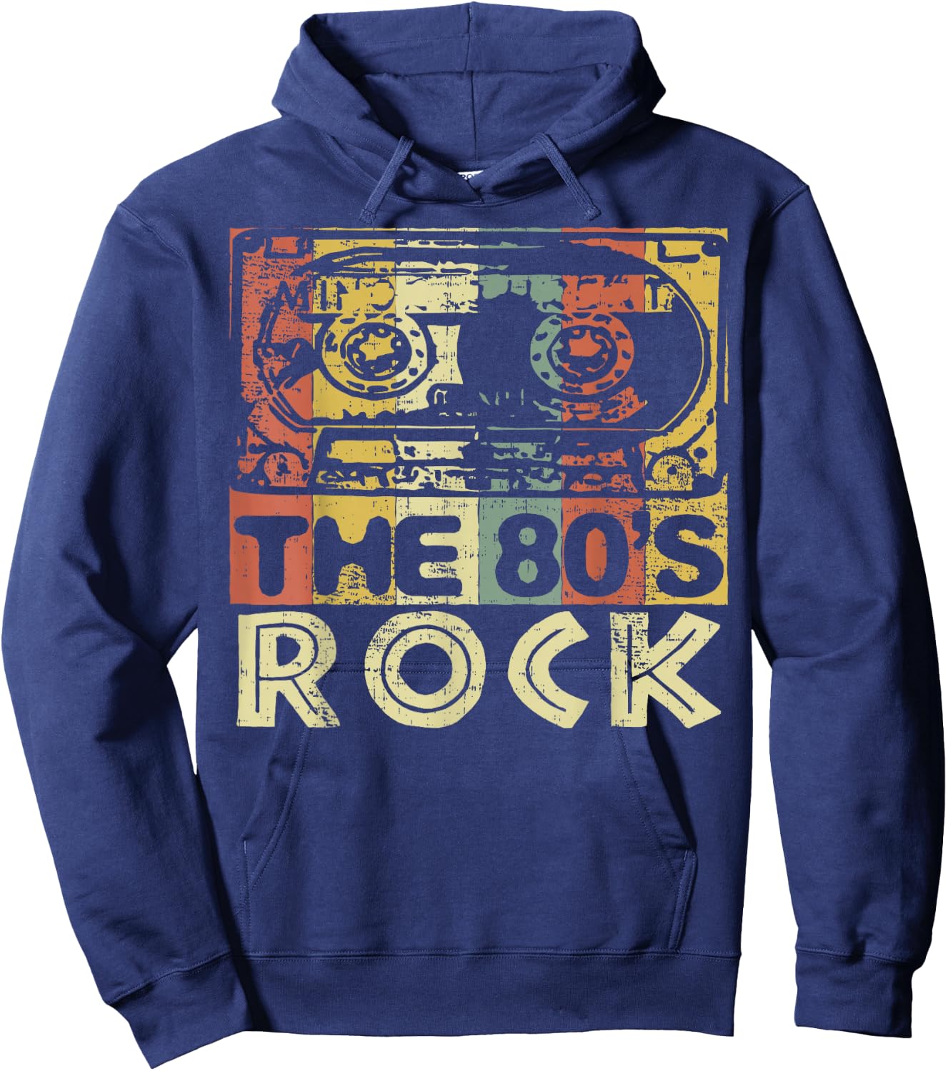 The 1980s Rock! Fun Gift Tape Cassette Design Hoodie - Hoodie | Navy